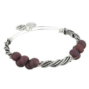 Alex and Ani Twisted Silver Bracelet with Purple Beads